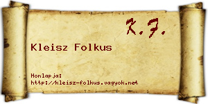 Kleisz Folkus névjegykártya